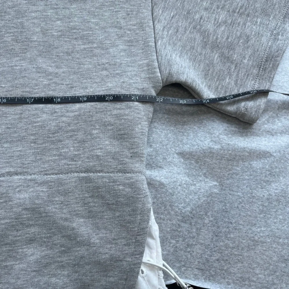Anthropologie Grey Sweatshirt White‎ Eyelet Trim Detail Pullover Medium Fleece